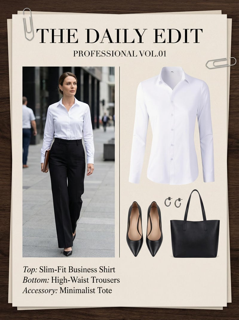 Beninos Women's White Button Down Shirts Elegant Office Dress Shirt Blouse (680 White, XS) - Image 5